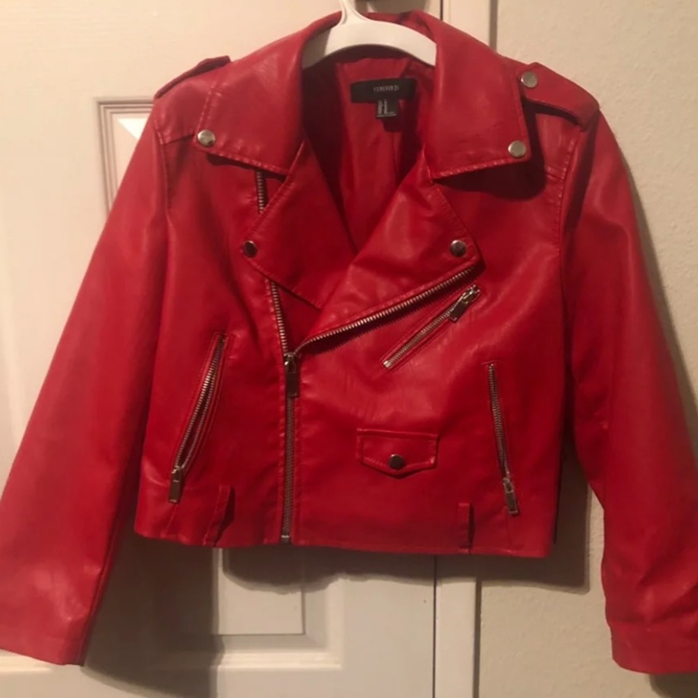 Red leather jacket